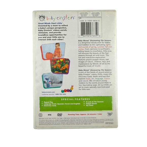 Baby Einstein Baby Monet Discovering the Seasons DVD Ages 6 Months+ - Picture 3 of 3